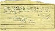 The note that La Canada Flintridge teenager Tim Taylor left near Milestone Peak in the high Sierra 40 years ago.